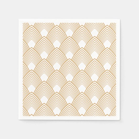 Gold en White Art Deco Pattern Servetten (Voorkant)