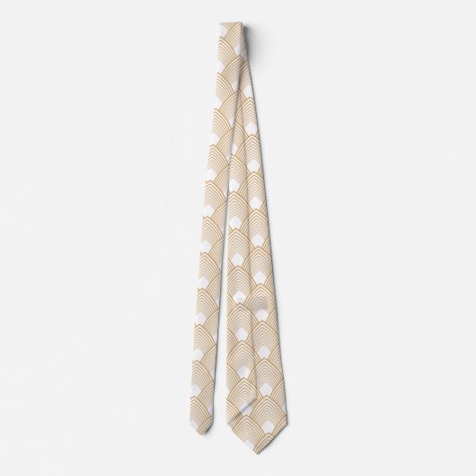 Gold en White Art Deco Pattern Stropdas (Achterkant)
