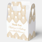 Gold en White Art Deco Pattern Wedding Bedankdoosjes (Geopend)