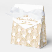 Gold en White Art Deco Pattern Wedding Bedankdoosjes (Voorkant Zijde)