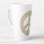 Gold en White Celtic Peace Sign Latte Mok (Linkerhoek)
