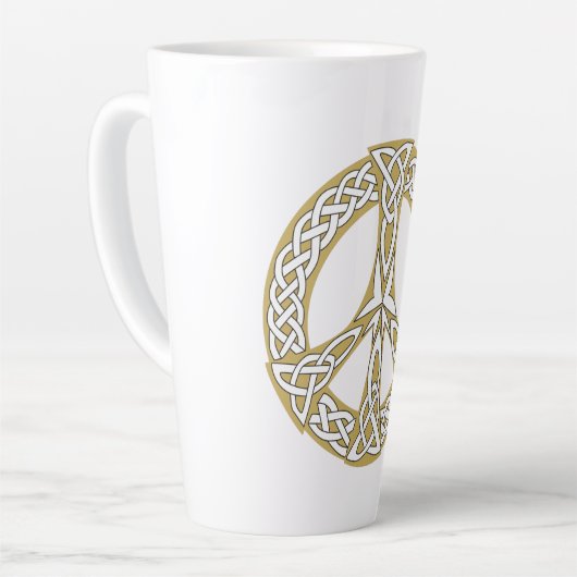 Gold en White Celtic Peace Sign Latte Mok (Linkerhoek)