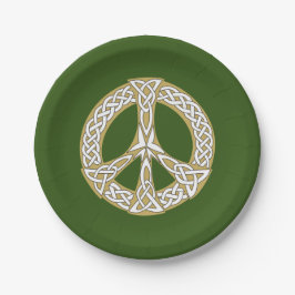Gold en White Celtic Peace Sign Papieren Bordje