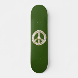 Gold en White Celtic Peace Sign Skateboard