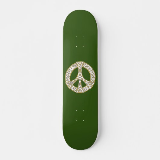 Gold en White Celtic Peace Sign Skateboard (Voorkant)