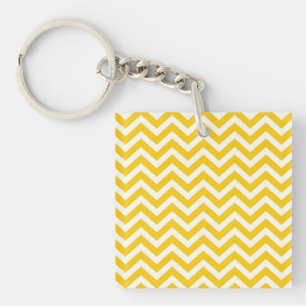 Gold en White Chevron Pattern Sleutelhanger