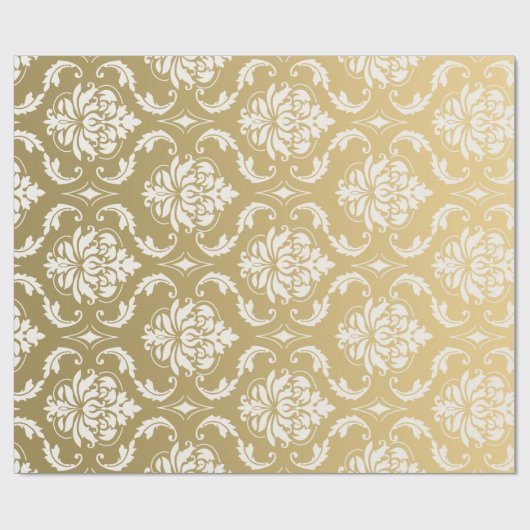 Gold en White Classic Damask Cadeaupapier (Vlak)