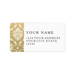 Gold en White Classic Damask Etiket