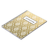 Gold en White Classic Damask Notitieboek (Linkerzijde)