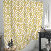 Gold en White Damask Douchegordijn