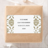 Gold en White  Damask Pattern Etiket (Insitu)