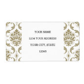 Gold en White  Damask Pattern Etiket (Voorkant)