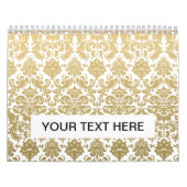 Gold en White Elegant Damask Pattern Kalender (Hoes)