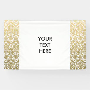 Gold en White Elegant Damask Pattern Spandoek
