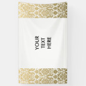 Gold en White Elegant Damask Pattern Spandoek (Verticaal)