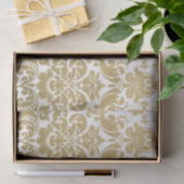Gold en White Elegant Damask Pattern Tissuepapier (Geschenk)