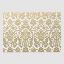 Gold en White Elegant Damask Pattern Tissuepapier