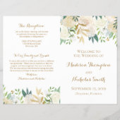 Gold- en White Flower Wedding Program Booklets Flyer (Voorkant)