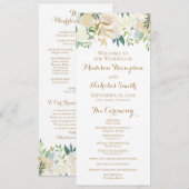 Gold- en White Flower Wedding Program-kaarten Programma (Voorkant / Achterkant)