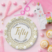 Gold en White klassiek Jubileum Bord (Feest)