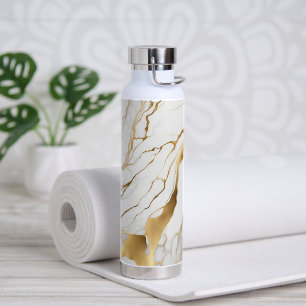 Gold en White Marble Abstract Waterfles