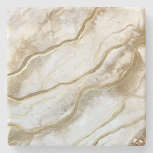 Gold en White Marble Art Elegant Chic  Stenen Onderzetter