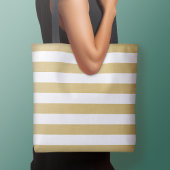 Gold en White Modern Striped Pattern Aangepaste na Tote Bag