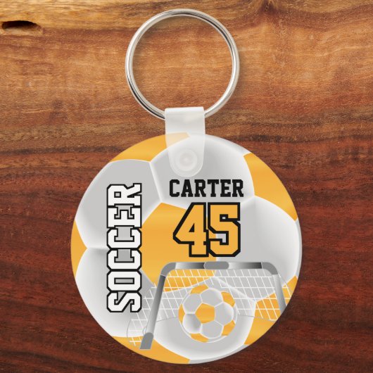 Gold en White personaliseren Voetbal ⚽ 💖 Sleutelhanger (Achterkant)