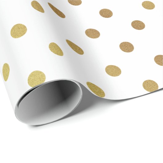 Gold en White Polka Dots Cadeaupapier (Rol Hoek)