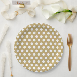 Gold en White Polka Dots Papieren Bordje