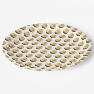 Gold en White Polka Dots Pattern Papieren Bordje