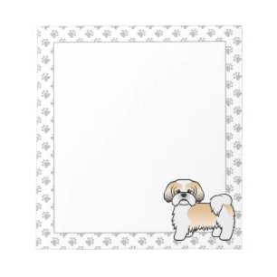 Gold en White Shih Tzu Cute Cartoon Dog Notitieblok