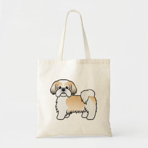 Gold en White Shih Tzu Cute Cartoon Dog Tote Bag