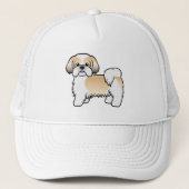 Gold en White Shih Tzu Cute Cartoon Dog Trucker Pet (Voorkant)