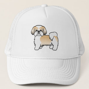 Gold en White Shih Tzu Cute Cartoon Dog Trucker Pet