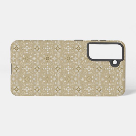 Gold en White Taika Pattern Samsung Galaxy Hoesje (Achterkant horizontaal)