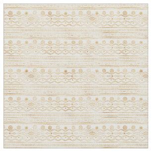Gold en White Tribal Doodling Design Stof