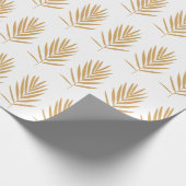 Gold- en White Tropical Palm Leaves Pattern Cadeaupapier (Hoek)