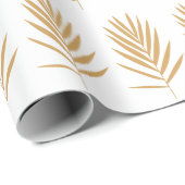 Gold- en White Tropical Palm Leaves Pattern Cadeaupapier (Rol Hoek)