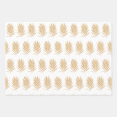 Gold- en White Tropical Palm Leaves Pattern Inpakpapier Vel (Voorkant 2)