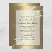 Gold- en witbruiloft-uitnodiging kaart (Voorkant / Achterkant)