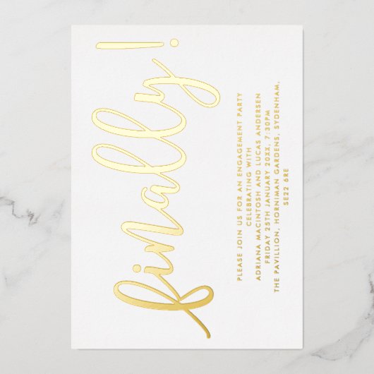 Gold- en witscript, eindelijk servicepartij folie uitnodiging (Voorkant)