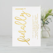Gold- en witscript, eindelijk servicepartij folie uitnodiging (Staand Voorkant)