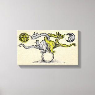 Gold- en zilverdragons canvas afdruk