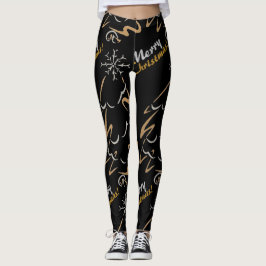 Gold- en zilverkerstboom (zwart) leggings