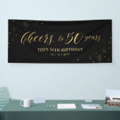 Gold en zwart | Cheers tot 50 jaar 50e verjaardag Spandoek (Beurs)