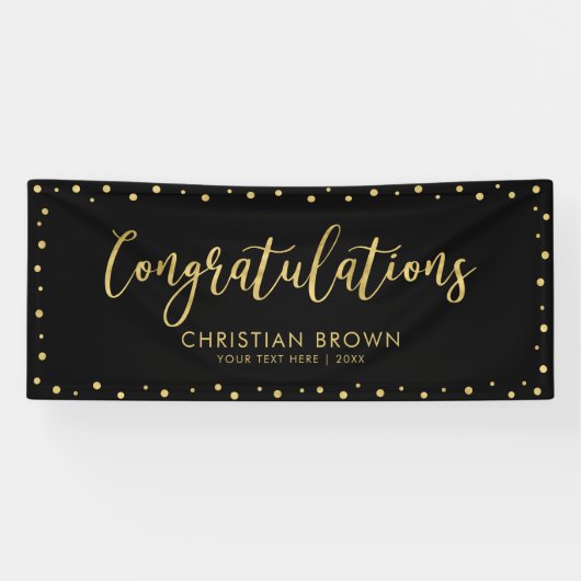 Gold en zwart | Gefeliciteerd Partij, Event Banner (Horizontaal)
