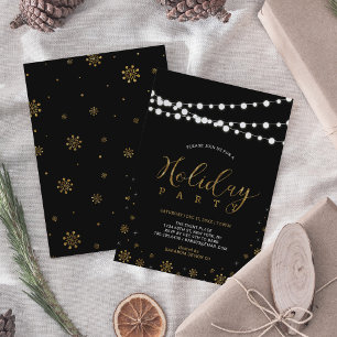 Gold en zwart   Modern Corporate Holiday Party Kaart