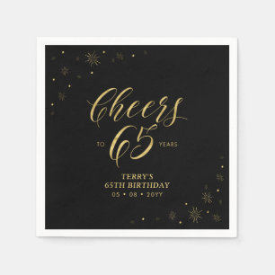Gold en zwart   Moderne Cheers 65e Birthday Party Servet