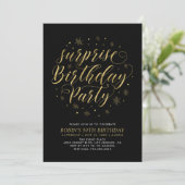 Gold en zwart | Moderne chic Surprise Birthday Kaart (Staand voorkant)